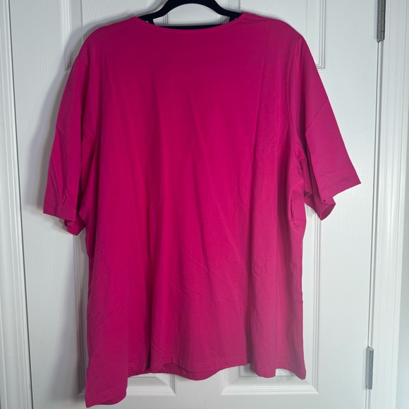 NWOT. Susan Graver v-neck tee size 3X with floral lace design. Pink top - Picture 6 of 8